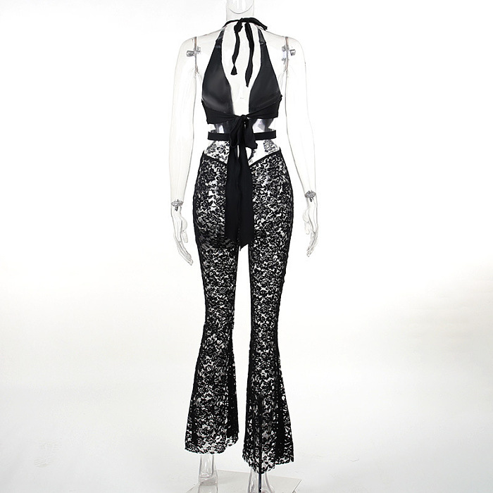 SUPER WHOLESALE | Halter Lace Jumpsuit