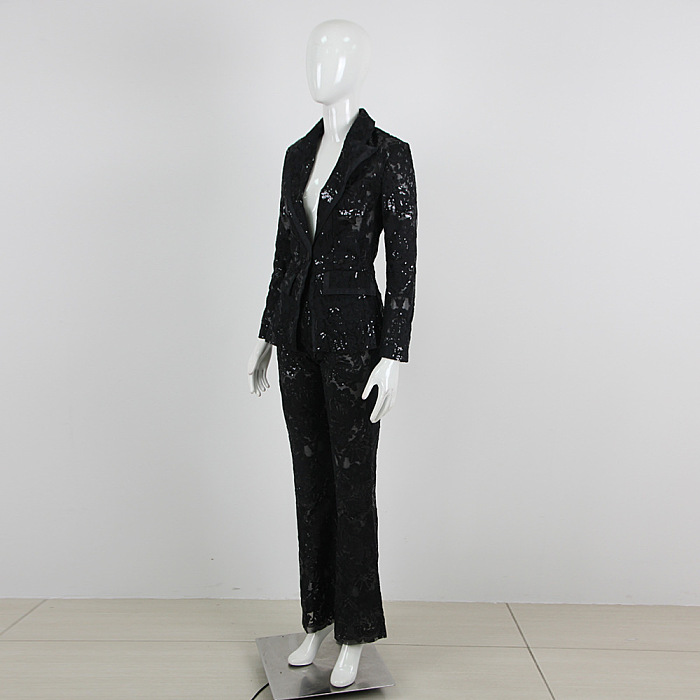 SUPER WHOLESALE | Lace Blazer Set(black)