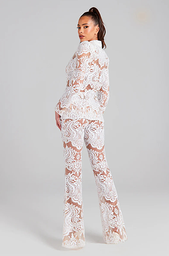 SUPER WHOLESALE | Lace Blazer Set(white)
