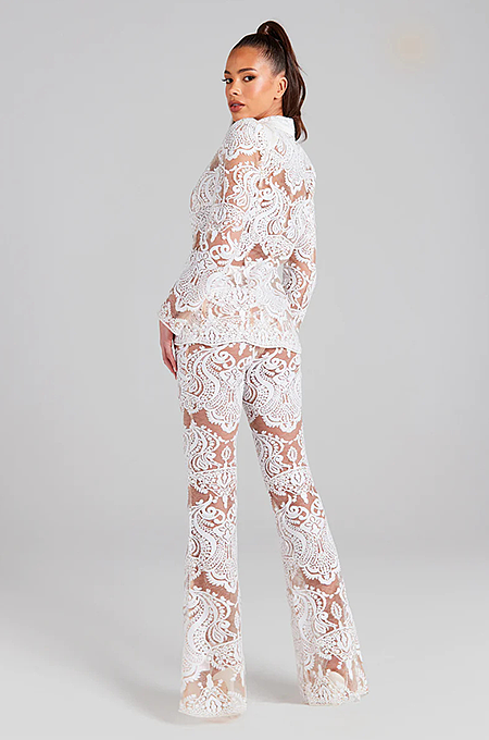 SUPER WHOLESALE | Lace Blazer Set(white)