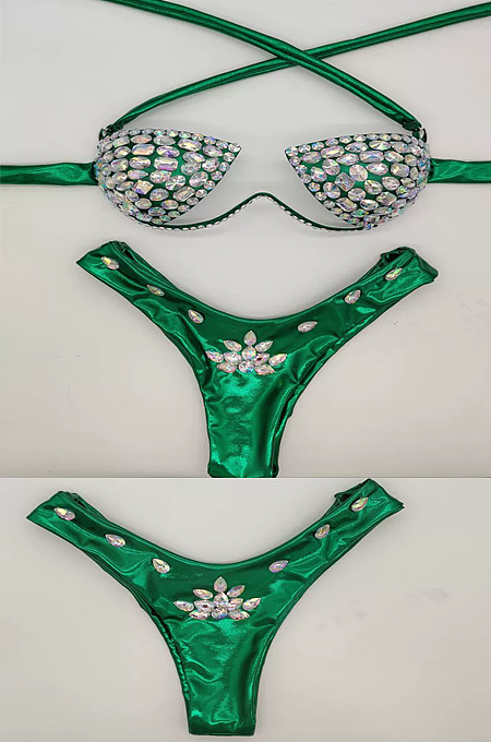 SUPER WHOLESALE | Rhinestone Beaded Bikini Set