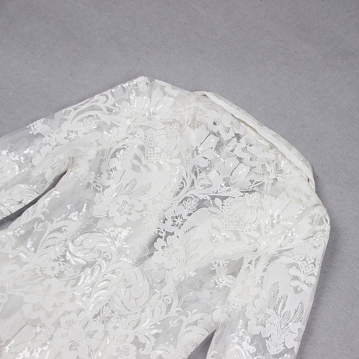 SUPER WHOLESALE | Lace Blazer Set(white)