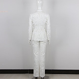 SUPER WHOLESALE | Lace Blazer Set(white)
