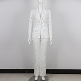 SUPER WHOLESALE | Lace Blazer Set(white)