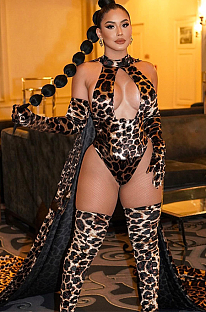 SUPER WHOLESALE | Leopard Corset Set( Corset, Stockings, Gloves)