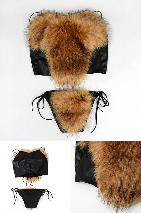 SUPER WHOLESALE | Furry Bikini in Brown