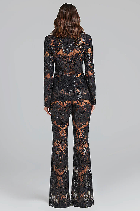 SUPER WHOLESALE | Lace Blazer Set(black)