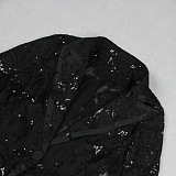 SUPER WHOLESALE | Lace Blazer Set(black)