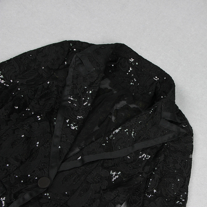 SUPER WHOLESALE | Lace Blazer Set(black)