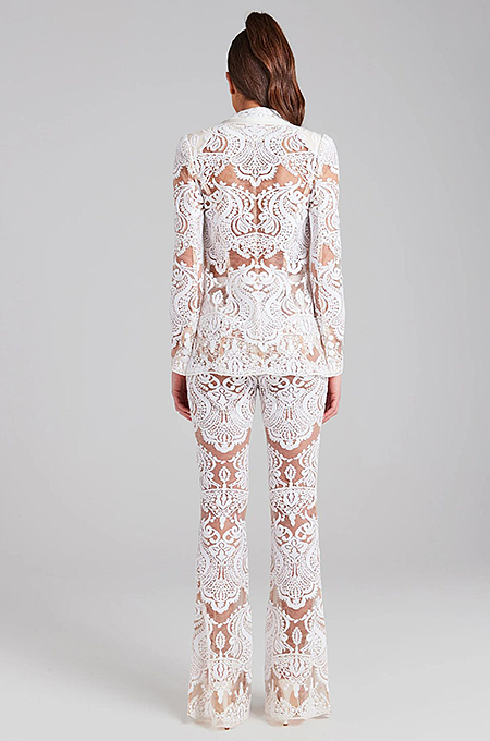 SUPER WHOLESALE | Lace Blazer Set(white)