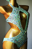 SUPER WHOLESALE | Rhinestone Beaded Cut Out Swimwear(green)
