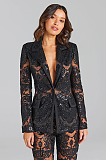 SUPER WHOLESALE | Lace Blazer Set(black)