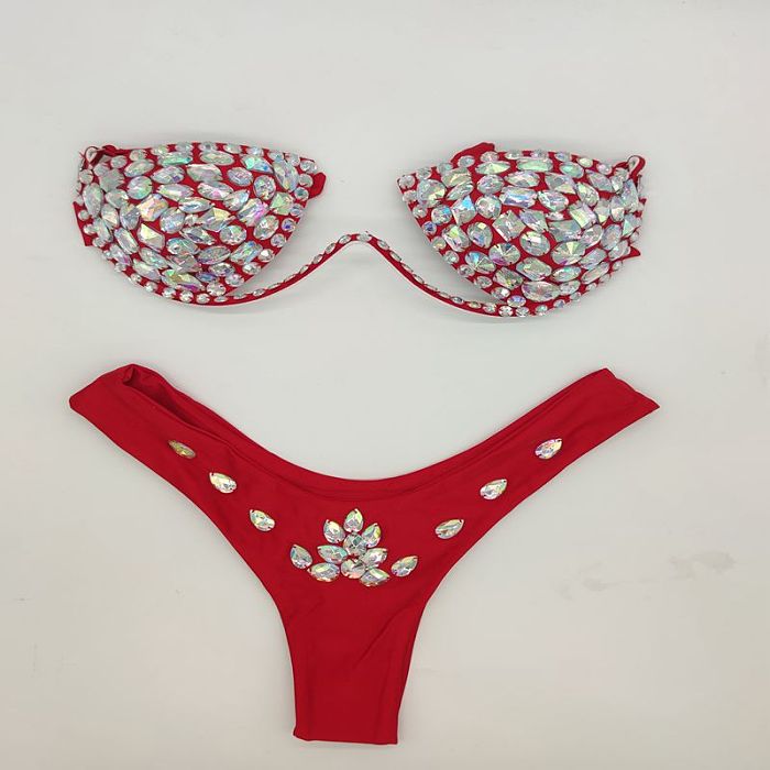 SUPER WHOLESALE | Rhinestone Beaded Bikini Set