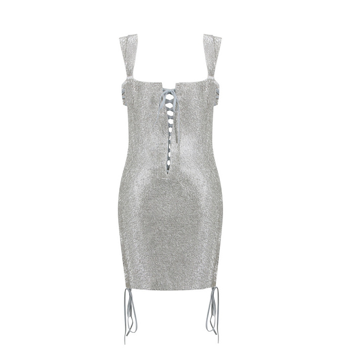 SUPER WHOLESALE | Lace Up Bling Bling Tank Dress