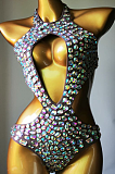SUPER WHOLESALE | Rhinestone Beaded Cut Out Swimwear(coffee)