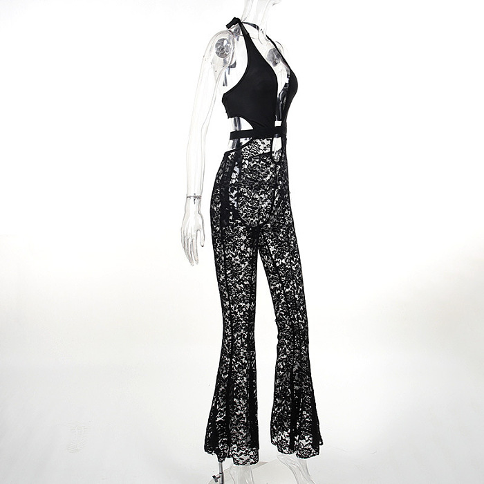 SUPER WHOLESALE | Halter Lace Jumpsuit