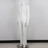 SUPER WHOLESALE | Lace Blazer Set(white)
