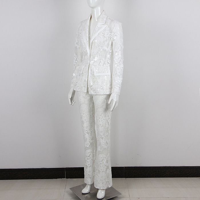 SUPER WHOLESALE | Lace Blazer Set(white)