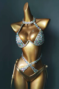 SUPER WHOLESALE | Cut-out Halter Bikini Set (gold)