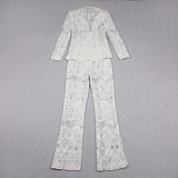 SUPER WHOLESALE | Lace Blazer Set(white)