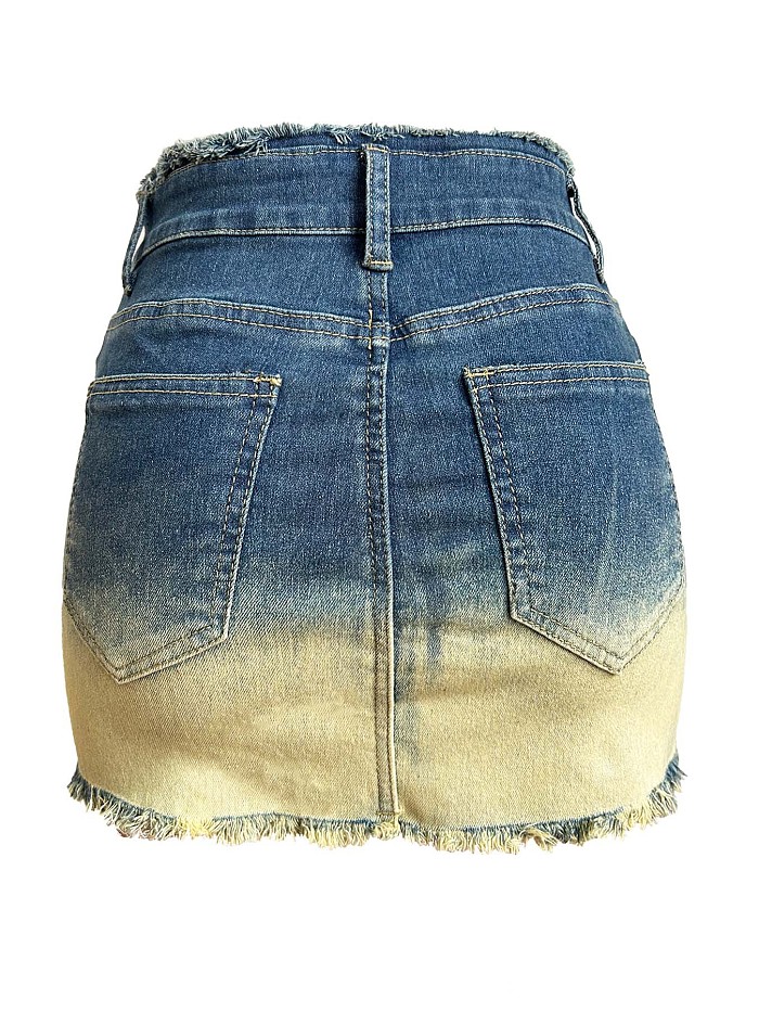 SUPER WHOLESALE |  Zipped Stretch Skirt(blue)