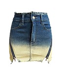 SUPER WHOLESALE |  Zipped Stretch Skirt(blue)