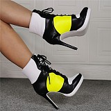 SUPER WHOLESALE |  Lace Up Ankle Boots in Yellow & White