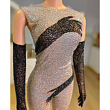 SUPER WHOLESALE |  Diamond Hands Illusion Jumpsuit In Silver