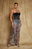 SUPER WHOLESALE |  Strapless Flower Sequin Maxi Dress
