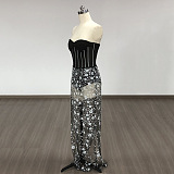 SUPER WHOLESALE |  Strapless Flower Sequin Maxi Dress