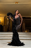 SUPER WHOLESALE |  Cocktail Beaded Maxi Dress(dress,fan,feather scarf)