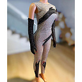 SUPER WHOLESALE |  Diamond Hands Illusion Jumpsuit In Silver