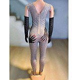 SUPER WHOLESALE |  Diamond Hands Illusion Jumpsuit In Silver