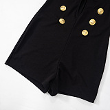 SUPER WHOLESALE |  Fake Double Breasted Cut-out Romper