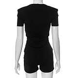 SUPER WHOLESALE |  Fake Double Breasted Cut-out Romper