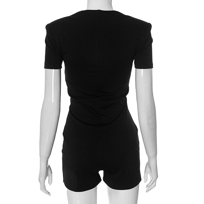 SUPER WHOLESALE |  Fake Double Breasted Cut-out Romper