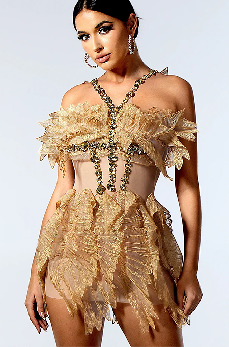 SUPER WHOLESALE |  Jewel Halter Ruffle Dress