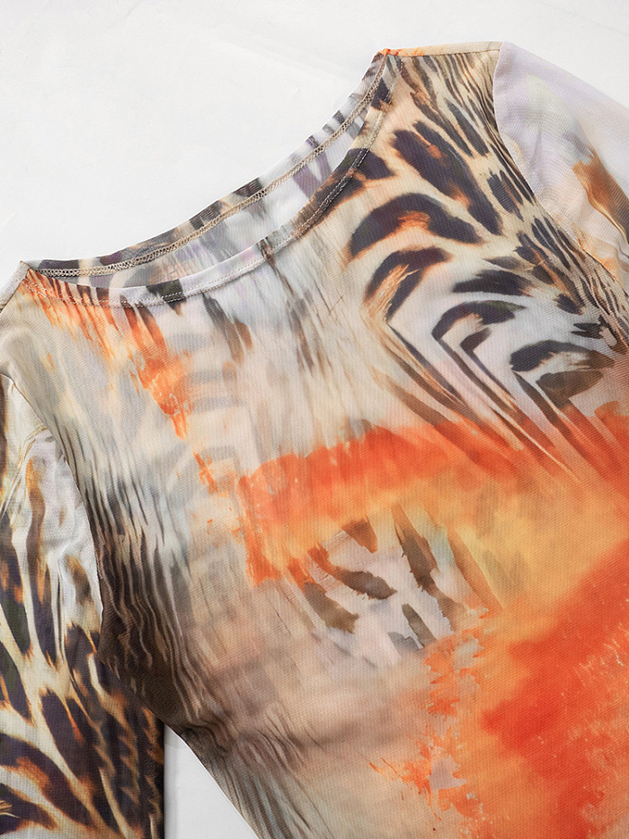 SUPER WHOLESALE | Printed Long Sleeve Top(Two colors a set)