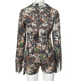 SUPER WHOLESALE | Camo Zip Up Romper