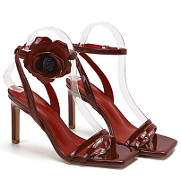 SUPER WHOLESALE |  Patent Leather Heeled Sandals（Wine Red)