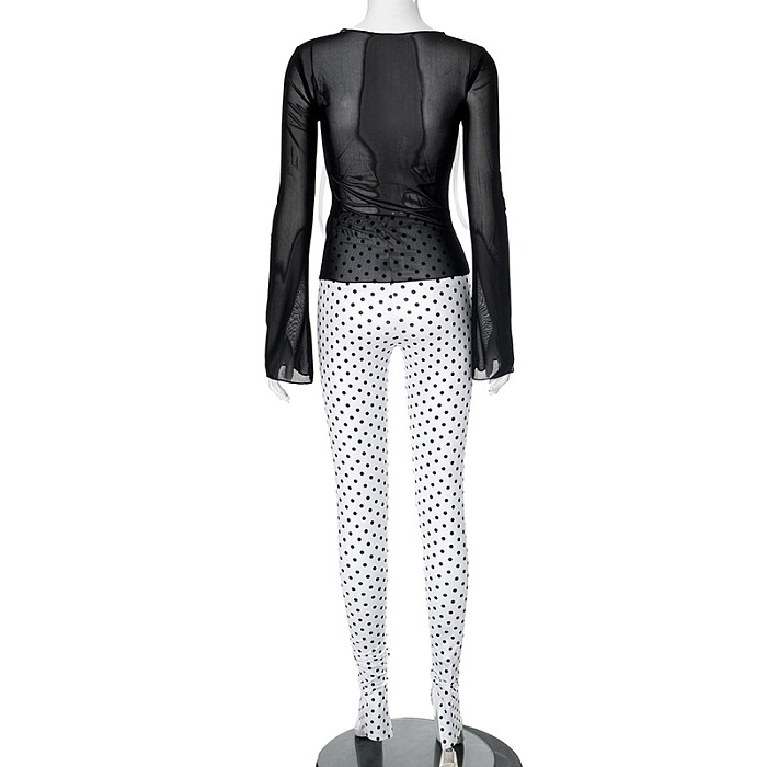 SUPER WHOLESALE | Polka Dot Pants Set with Bows Top