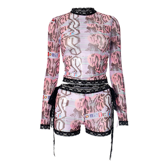 SUPER WHOLESALE | Lace Hem Shorts Set