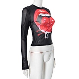 SUPER WHOLESALE | Lips Printed Sweater Top