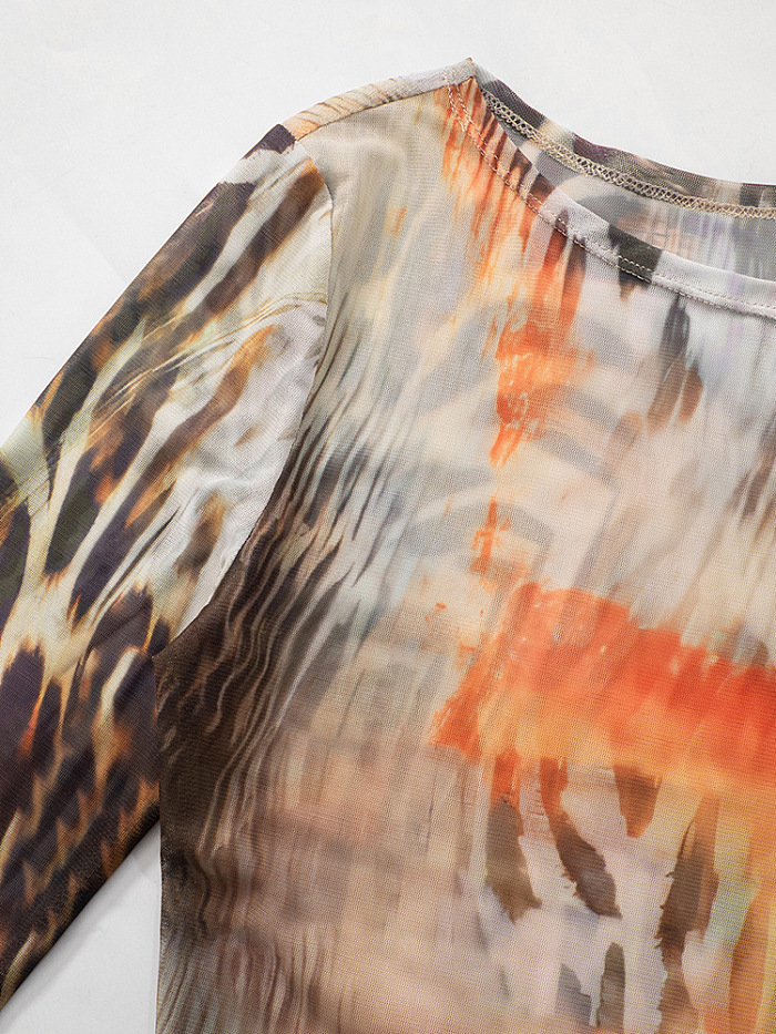 SUPER WHOLESALE | Printed Long Sleeve Top(Two colors a set)