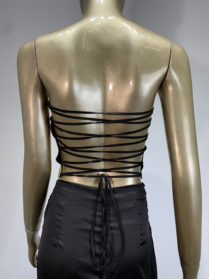 SUPER WHOLESALE | Back Lace Up Split Dress