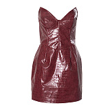 SUPER WHOLESALE | Pu Strapless Mini Dress