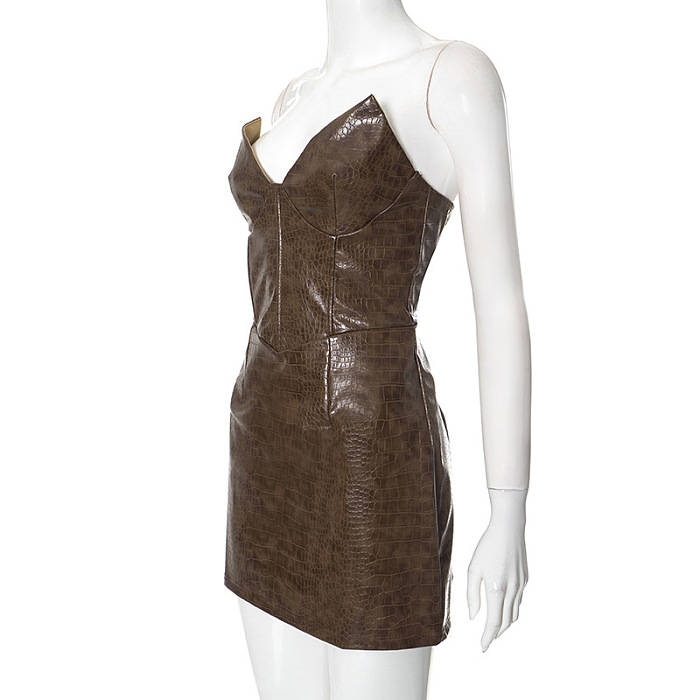 SUPER WHOLESALE | Pu Strapless Mini Dress