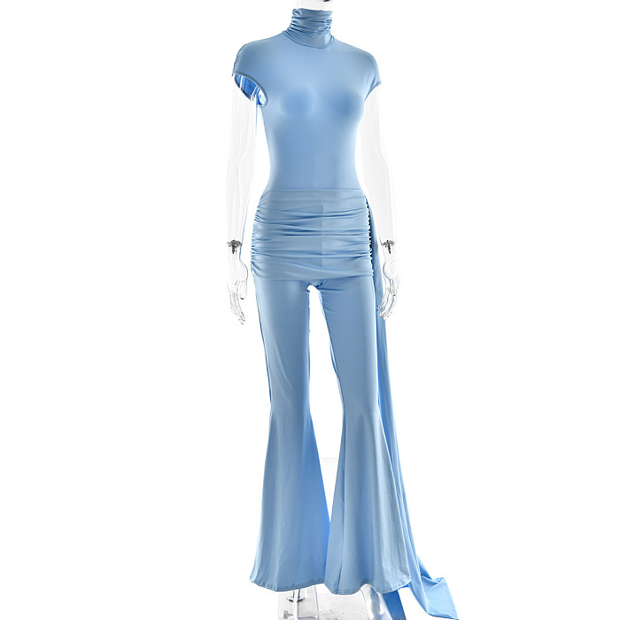 SUPER WHOLESALE | Bat Shoulder Jumpsuit with Strap