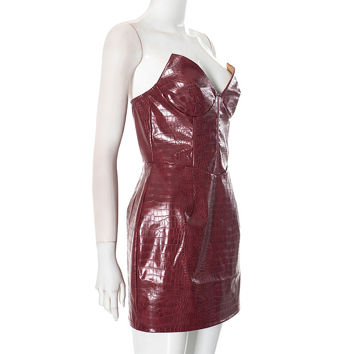 SUPER WHOLESALE | Pu Strapless Mini Dress