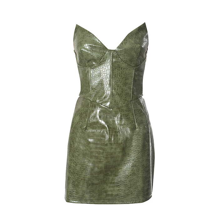 SUPER WHOLESALE | Pu Strapless Mini Dress